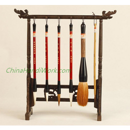 Pure Chinese calligraphy writing brush 6 pcs with hook rack