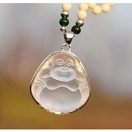 White Jewel transparent Smiling Bodhisattva Necklace