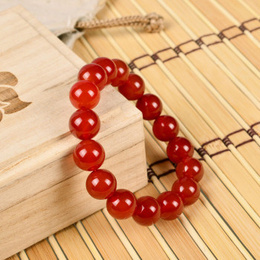 Natural  Red Agate Beads Cerise Bracelet 12mm x 16pcs