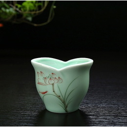 Celadon flowerpot & succulent flowerpot & hand-painted lotus porcelain  Style2