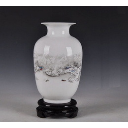 Jingdezhen porcelain & six classic types of China vases with distant hills and white snow picture ; Style1